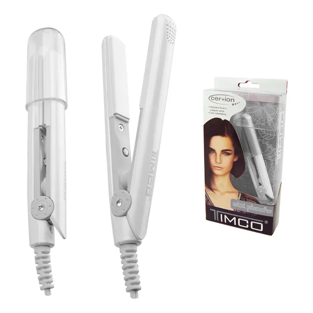 Mini Plancha Alaciadora De Cerámica Timco Min-t2g Color Blanco