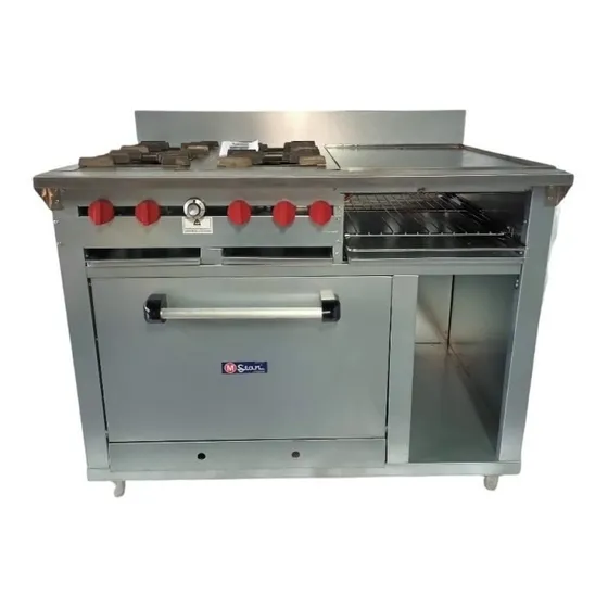 Cocina 4 Hornillas Plancha Gratinador Y Horno Galv Mstar