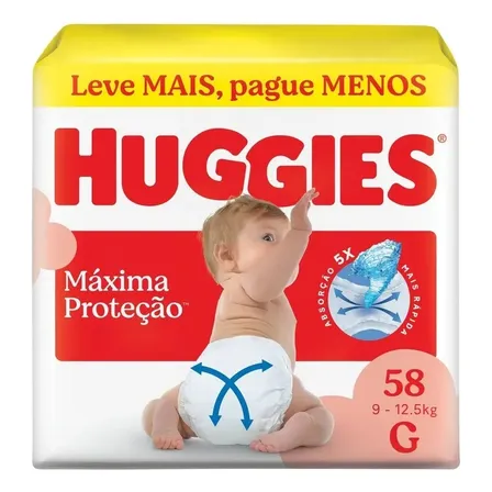 Fralda Huggies Máxima Proteção Supreme Care G 58 Un Grande (g) Sem Gênero