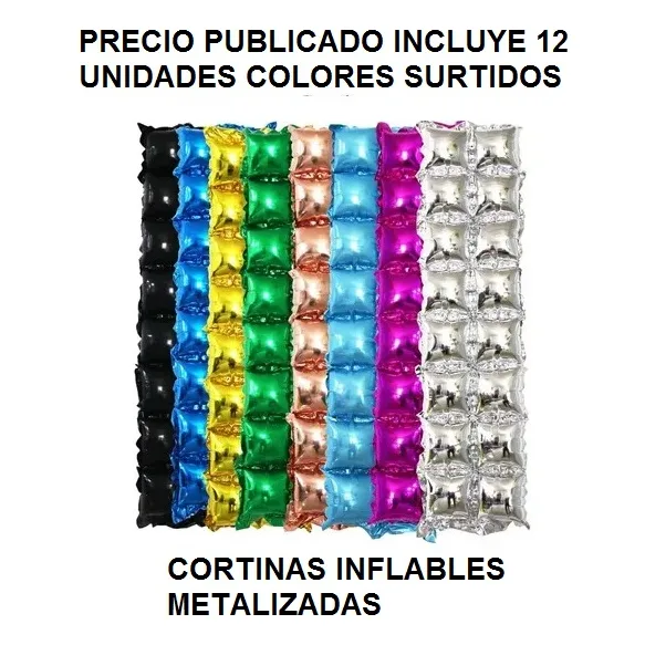 Cortina Inflable Metalizada 4 Filas Fiesta Cuadrada Decorar