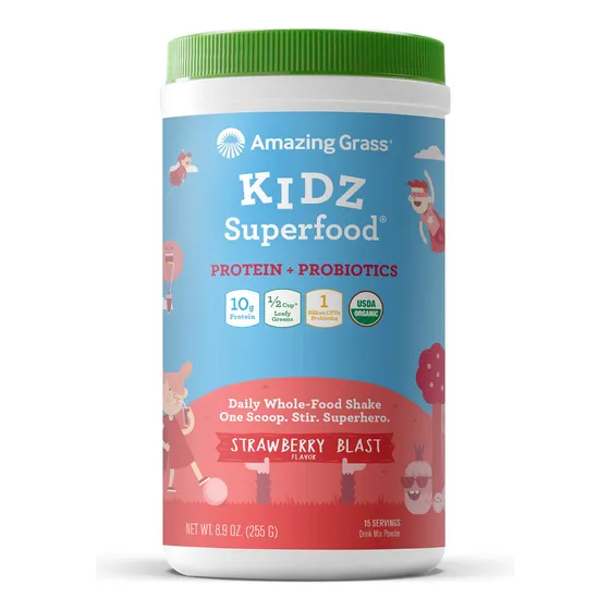 Suplemento Amazing Grass Kidz Superfood Strawberry, 15 Porci