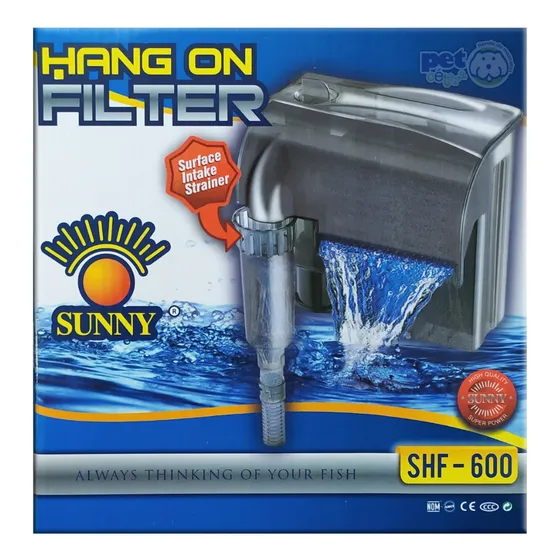 Filtro de Cascada Sunny Shf-600 Peceras de 60 a 120 Litros Esponja Carbón y Filtro Biológico Regulador para Flujo de Agua
