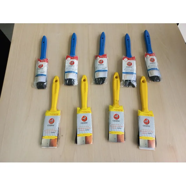 Brocha Cebra Mango Amarillo Y Azul Para Todo Uso 1 ½ Y 1 Pul