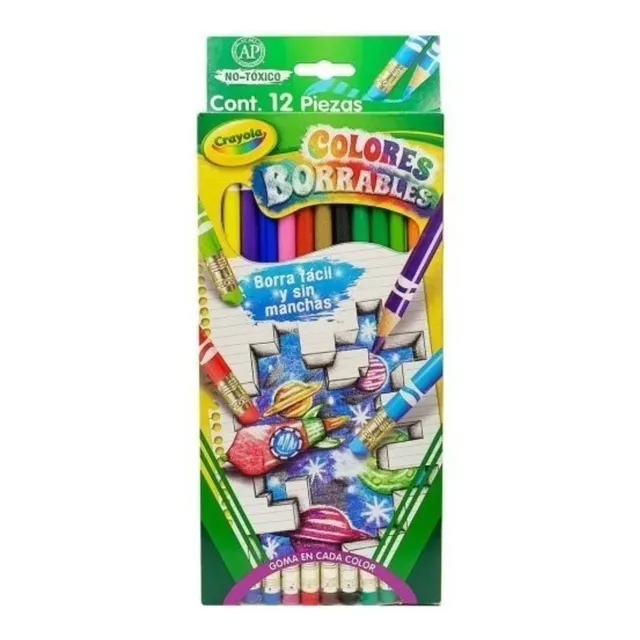 Lápices De Colores Crayola Borrables Fácil Borrado 12 Piezas