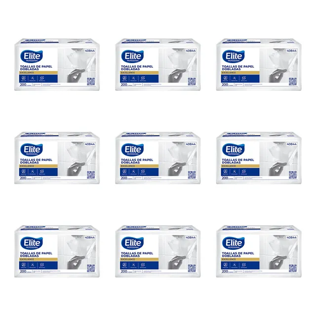 9 Paquetes Toalla Interfoliada Elite Professional 200 Hojas