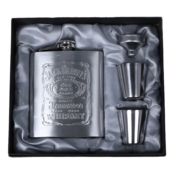 Kit Cantil Inox Porta Whisky 210ml Garrafa Jack Daniels