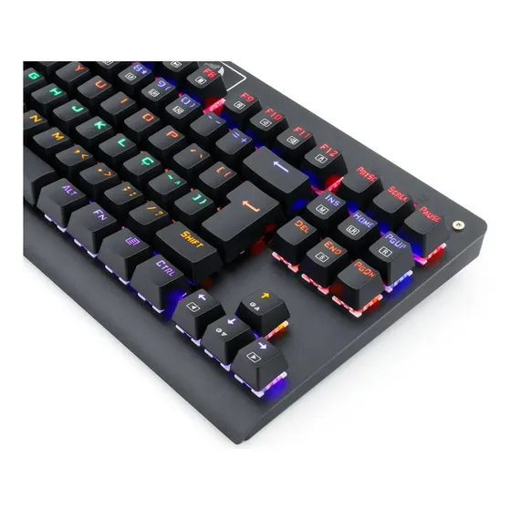 Teclado Redragon Dark Avenger QWERTY Redragon MK2 DIY Brown português Brasil cor preto com luz rainbow