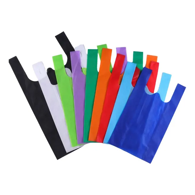 Bolsa Tnt Tipo Camiseta Lisas Con Asas 65x40x16 Cm Pack X10