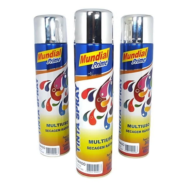 Pintura Aerosol Spray Esmalte Cromado Plata #1  400ml M82