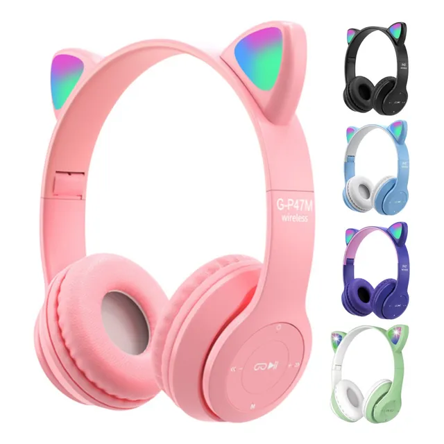 Fone De Ouvido Gatinho Bluetooth Infantil Led Menino Menina