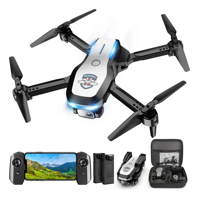Dron Con Cámara P Fpv Drone Plegable Para Principiantes, M. Color Plateado Negro