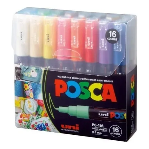 Uni Posca Marcador Pc-1m Set X 16 Colores Definidos