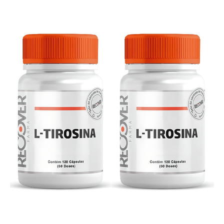 2x L-tirosina 500mg - 120 Cápsulas (60 Doses) Sabor Natural 2x L-tirosina 500mg - 120 Cápsulas (60 Doses) Sabor Natural
