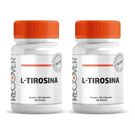 2x L-tirosina 500mg - 120 Cápsulas (60 Doses) Sabor Natural
