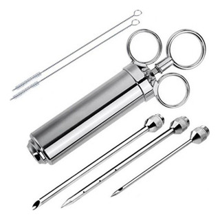 Injetor De Temperos Culinaria Aço Inox Com 3 Agulhas Carnes Injetor De Temperos Culinaria Aço Inox Com 3 Agulhas Carnes