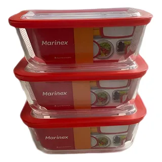 Jogo 3 Forma Retangular C/ Tampa Marinex 750ml + Brinde Jogo 3 Forma Retangular C/ Tampa Marinex 750ml + Brinde