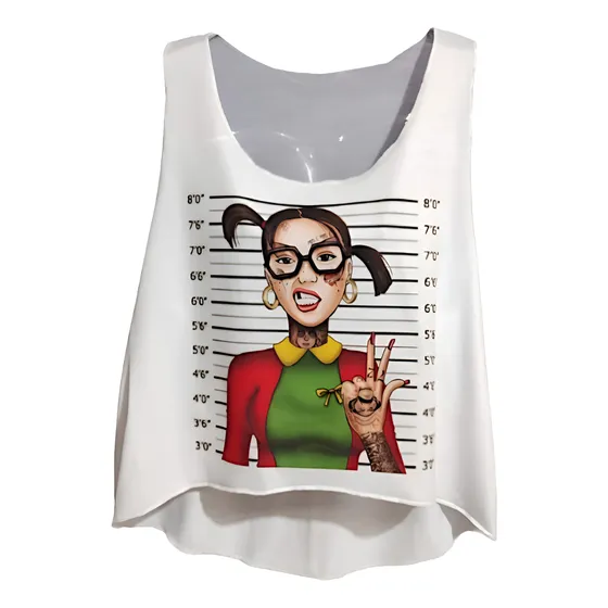 Regata Cropped Feminina Fitness Academia Chiquinha Geek
