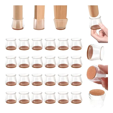 Kit 24 Protetor Silicone para Pé de Móveis VML Incolor com Feltro