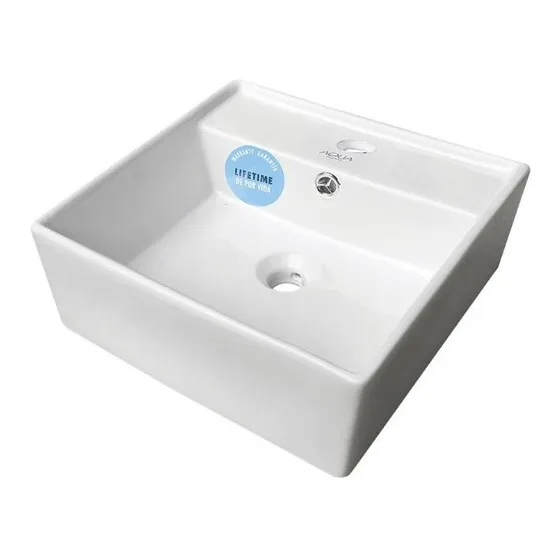 Lavamanos De Sobreponer Cuadrado Blanco Aqua Nuova  #e