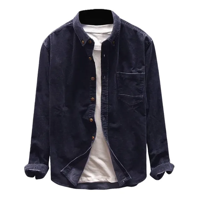 Camisa Pana Manga Larga Cuello Vuelto Para Hombre Blusa