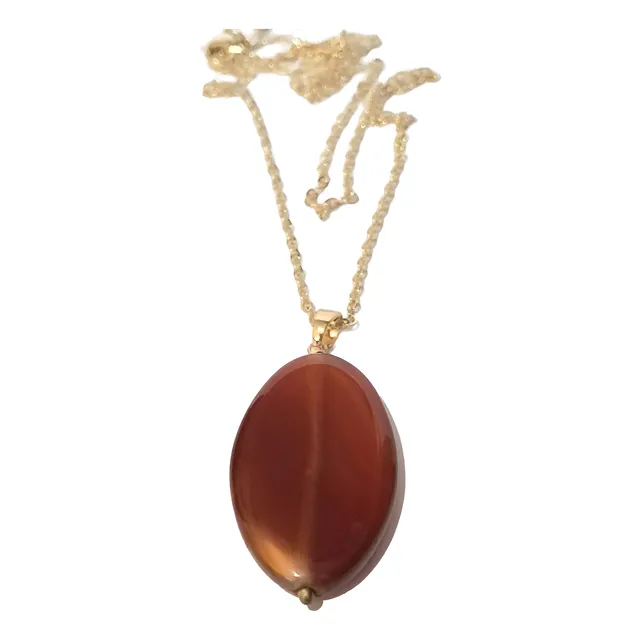 Dije Ágata Cornalina Roja + Cadena Acero Super Protección