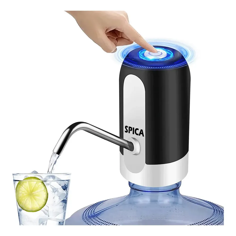 Dispenser De Agua Portatil Usb Bomba SPICA TASR-350 Dispensador Bidones Color Blanco y Negro