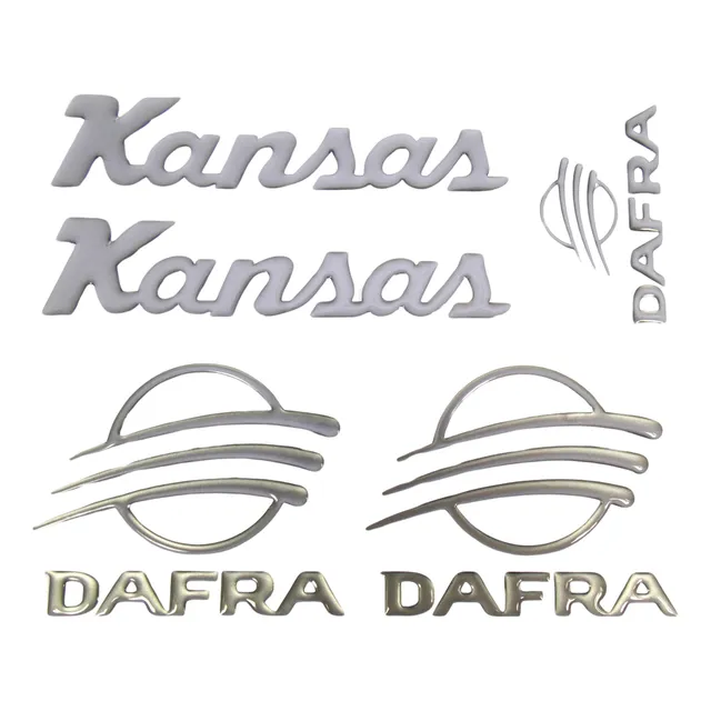 Kit Emblema Adesivo Resinado Dafra Kansas Custon Prata
