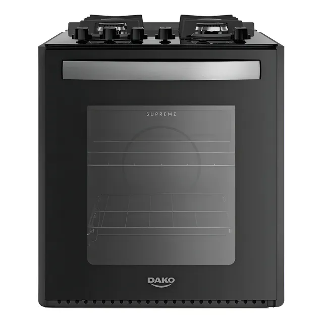 1 - Fogão de Embutir 4 Bocas Preto com Mesa de Vidro Dako Supreme