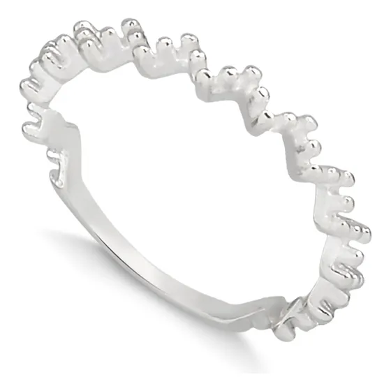Anel Prata 925 Zig Zag Com Detalhes De Bolinhas