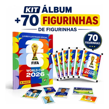 Álbum Copa Do Mundo 2026 + 70 Figurinhas Capa Mole