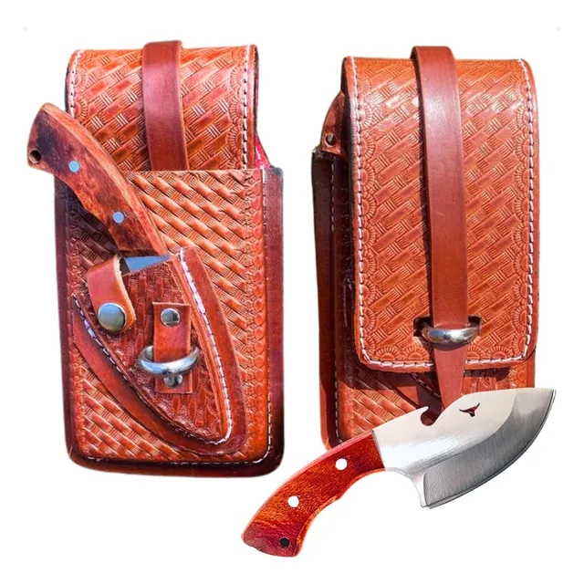 Bainha Capinha Celular Couro Legítimo + Faca Campeira Inox