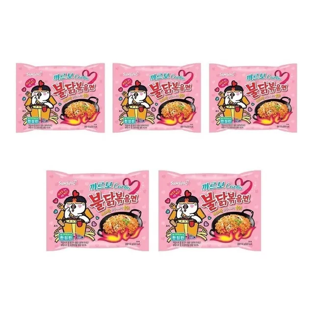 Sopa Instantáneo Ramen Coreana Carbonara Picante Buldak 5pzs