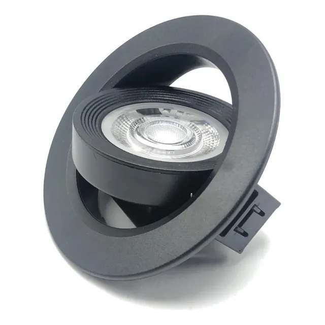 Kit 10 Spot Preto Redondo 5w Embutir Luz Amarela E Branca