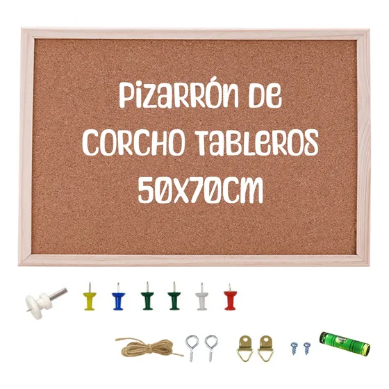50x70cm Pizarrón De Corcho Tableros Kit Board Bulletin 