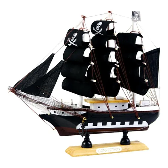 Modelo De Barco De Vela Pirata Negro