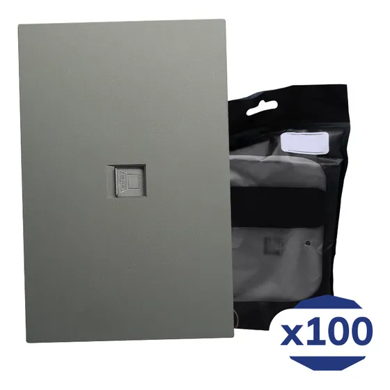 Placa Luxury Contacto Telefónico Gris Oxford 74x112mm Skin Feel Luxury Artlite Apl-408 Paquete 100 Piezas