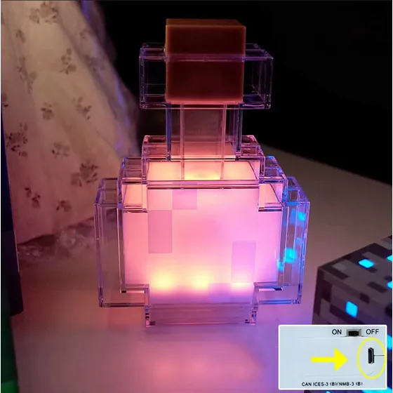 Lámpara Antorcha De Minecraft, Luz Led De Noche 4 Colores