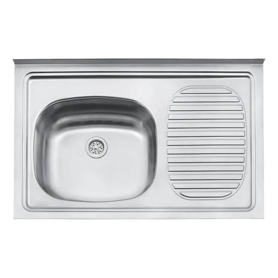 Pileta Mesada Izquierda Acero Inox. Tramontina 0,80x0,52mts Color Plateado