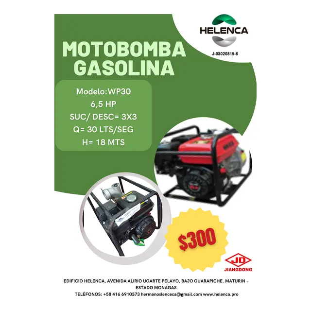 Motobomba Gasolina 3x3 6,5 Hp