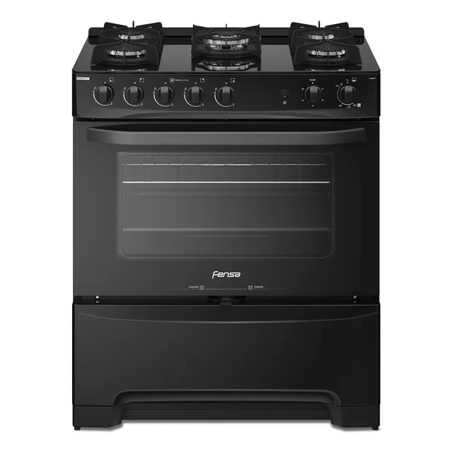 Cocina Fensa F 6000 T color negro con puerta con visor 220V