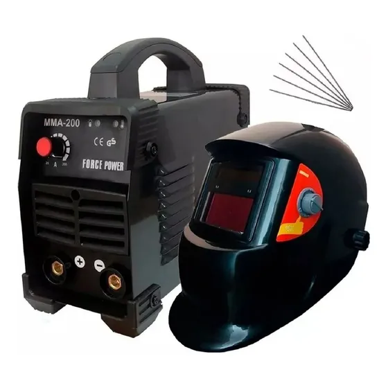 Soldadora Soldadura Eléctrica 200amp Con Careta Fotosensibl Color Agua
