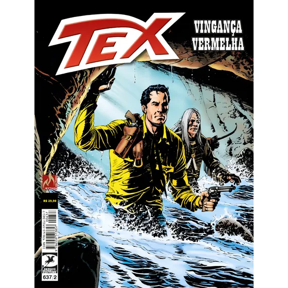Tex 637: Vingança vermelha, de Ruju, Pasquale. TEX, vol. 37. Editorial Mythos, capa mole em português, 2022