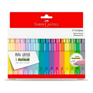Kit Caneta Marca Texto Grifpen Faber Castell Estojo 15 Cores Kit Caneta Marca Texto Grifpen Faber Castell Estojo 15 Cores