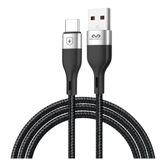 Miccell Cable Reforzado Usb A Tipo C , 1.2 Metros 3a Color Negro