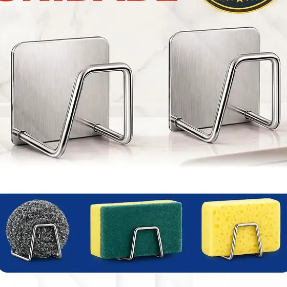 Ecomixshop Kit 2 Suporte Porta Esponja Bucha Pia Inox Organizador Cozinha Cor Prateado