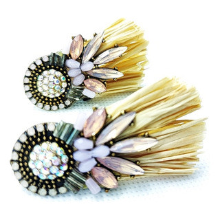 Aretes Palma Con Cristales Rosas Nude Hechos A Mano Aretes Palma Con Cristales Rosas Nude Hechos A Mano