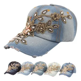 Zy Gorra De Béisbol Con Flores Diamantes Imitación For Mujer Zy Gorra De Béisbol Con Flores Diamantes Imitación For Mujer