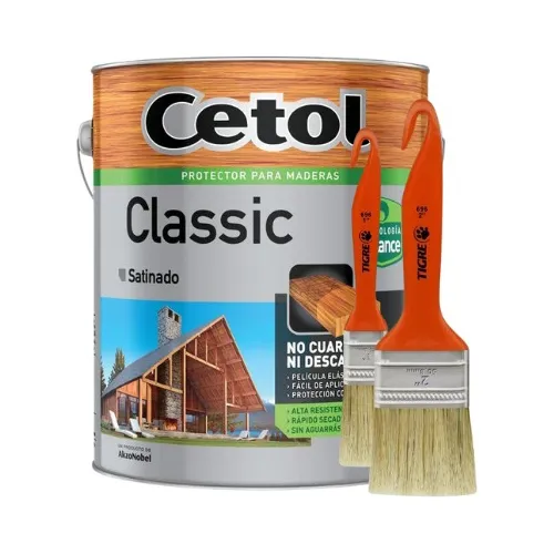 Cetol Balance Satinado Al Agua 4 L + Pinceles N10 Y N20 Color Nogal