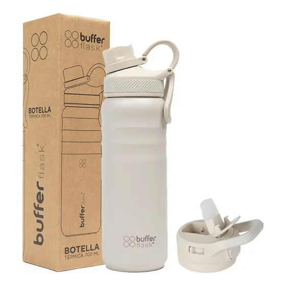 Termo Botella Agua Termica Acero Inoxidable Buffer 700 Ml - Ivory | Cuotas sin interés