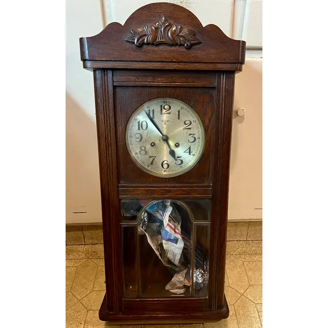 Reloj De Péndulo De Pared Antiguo Marrón Blanco